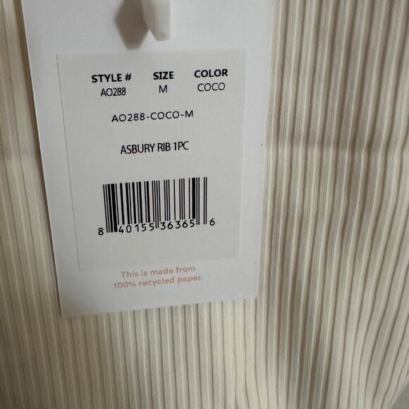Andie Swim Asbury Ribbed One Piece Swimsuit Coconut White Size Medium - Picture 6 of 6